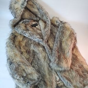 Gold Fox Faux Fur Hooded Coat - XL